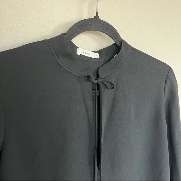 NWOT A.L.C. Danielle Long Sleeve Silk Blouse Black Tie Neck Casual Women’s 6 - Picture 3 of 11